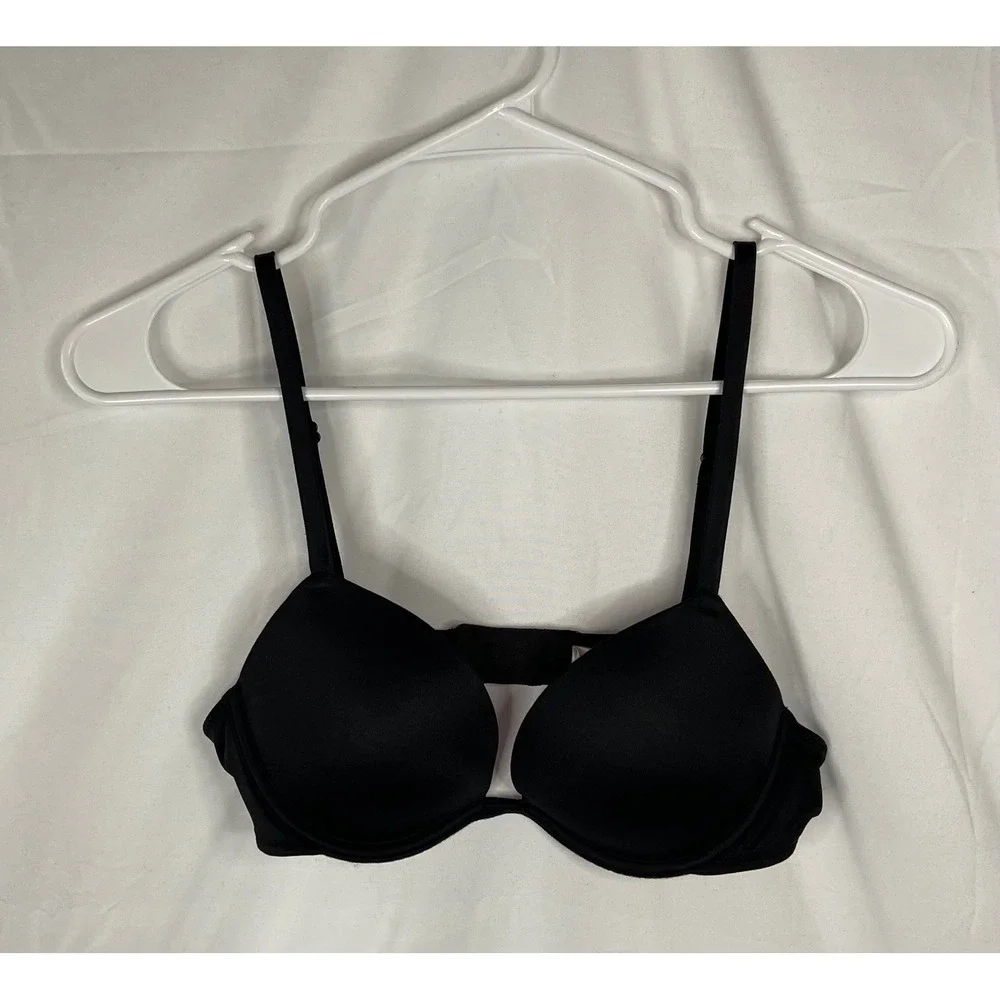 Victoria's Secret PINK Wear Everywhere Super Push Up Bra Black 34A Underwire - Picture 16 of 16